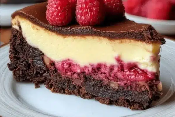 Raspberry Brownie Cheesecake
