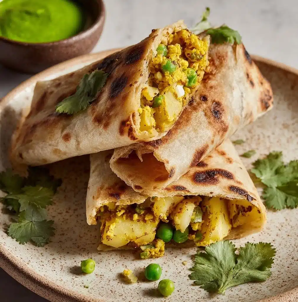 Delicious samosa wraps filled with spices and ingredients, ready to be served.