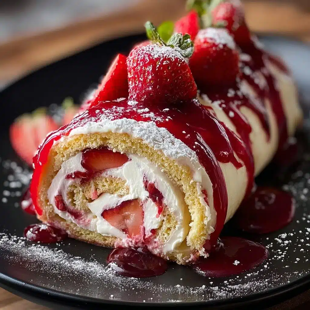Delicious strawberry cheesecake rolls with cream filling and fresh strawberries